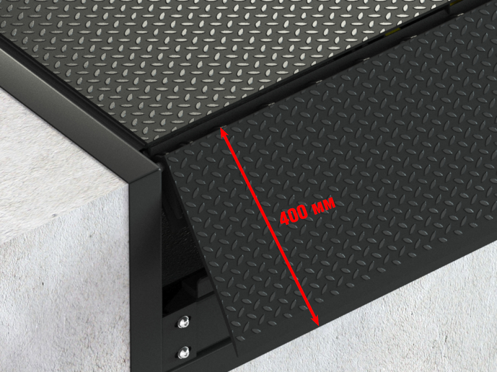 Lip without bend. 35 mm bevel. Whole, without segments. Rectangular lip ideal for trucks with one-size load bed and loaders with low or very low clearance.